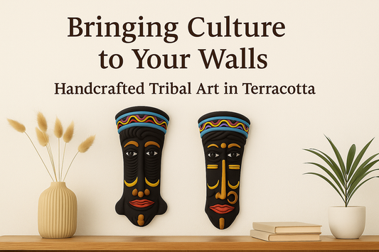 Tribal Face Wall Hanging Décor | Handmade African Tribal Mask Art for Home, Living Room, Office & Cafe | Unique Resin Wall Art | Boho Ethnic Decorative Showpiece – Set of 2 (Black Multicolor)