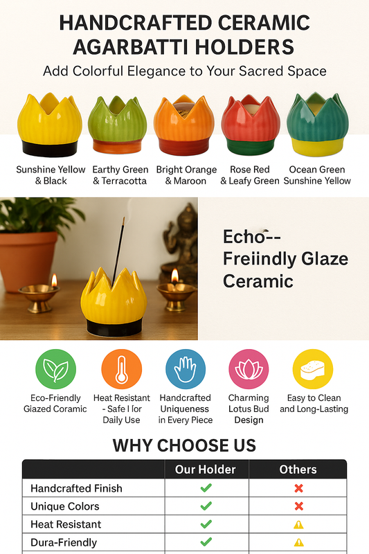 Agarbatti Stand for Pooja | Mitti ki Agarbatti Stand | Ceramic Agarbati Stand | bathi Stand for Pooja | Incense Stick Holder | (Any Colour)