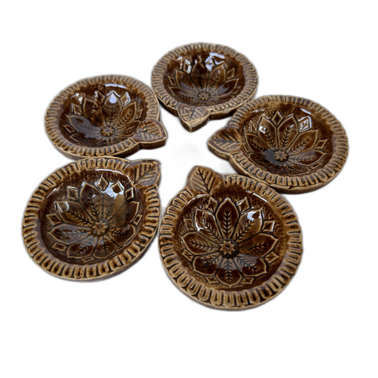 ATCHAYAM Traders Diya for Pooja | Ceramic Diya | Diwali Ke Diye | Best Diya for Karthigai Deepam | Agal Vilakku (Brown 1)